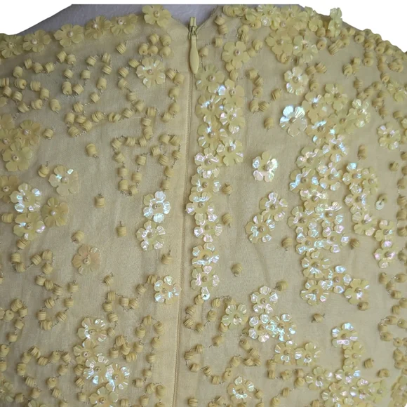 French Connection Beaded Yellow Cocktail Dress Size 2 - Picture 10 of 13